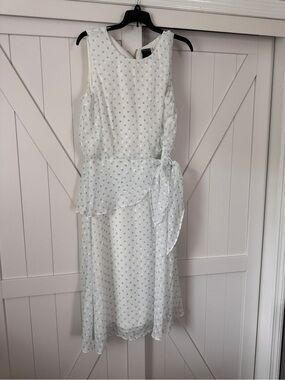 Gabby Skye White Dress with Light Blue Polka Dots